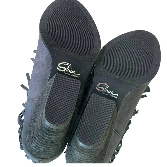 Sbicca Vintage Collection Women's Gray Fringe Ankle Boots Size 7 Faux Leather - Picture 8 of 16